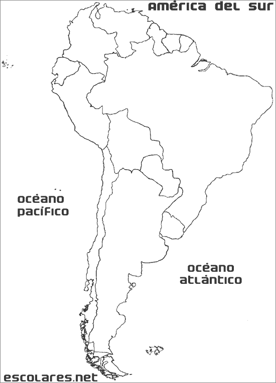 Mapa de América del Sur (Sudamérica)